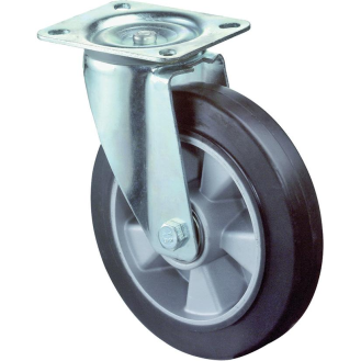 Lenkrolle 100mm L400.B80 Platte,Elastik schw.,KL L400.B80.100-Beschreibung lesen