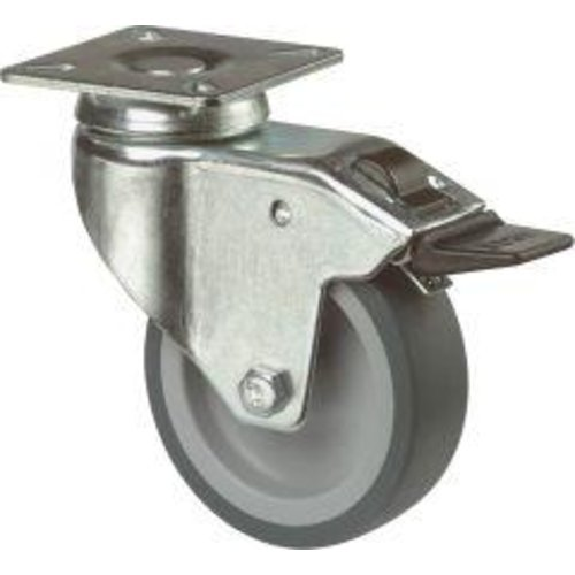 Roulette pivotante fixe 100mm LG.GStahlbl.verz. Roue en caoutchouc-Leggi tutto