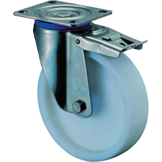Lenkrolle 100mm HS120 Platt.Kst.weiß,ER,RL,FestHS120.B14.100-Beschreibung lesen