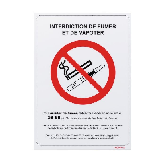 Panneau interdiction de fumer et de vapoter-Lire la description