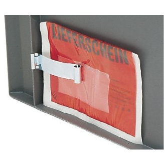 Etikettenklammer für Transport-Stapelkasten-Beschreibung lesen