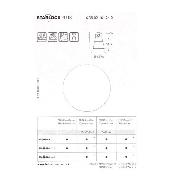 E-Cut Sägeblatt Long-Life65x50mm  VE à 10 Stück StarlockPlus-Beschreibung lesen