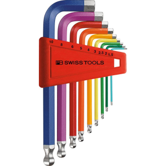 Winkelschraubendreher- Satz im Kunststoffhalter 9-teilig 1,5-10mm RainbowKugelkopf PB Swiss Tools-Beschreibung lesen