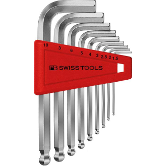 Winkelschraubendreher- Satz im Kunststoffhalter 9-teilig 1,5-10mm Kugelkopf PB Swiss Tools-Beschreibung lesen