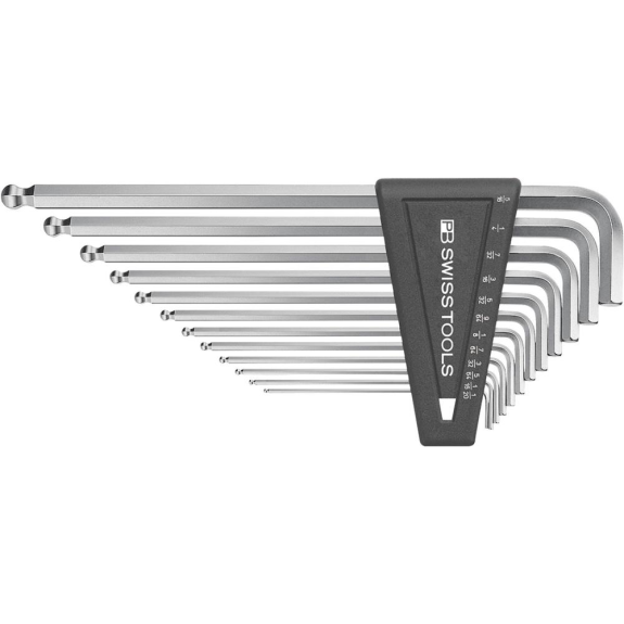 Winkelschraubendreher- Satz im Kunststoffhalter 12-teilig 1/20-5/16" Kugelkopf PB Swiss Tools-Beschreibung lesen