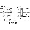 Circulateur UP-N - H1: 25 | Débit m³: 1/3.7 | H. mano. maxi: 4.25 m | Type: Up 20-45 N | B1: 85 | B2: 53.5 | H2: 126
