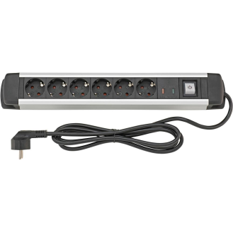 Steckdosenleiste 6-fach H05VV-F3G1,5 1,6m Aluminium FORTIS-Beschreibung lesen