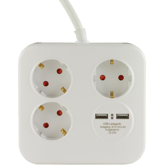 Steckdosenleiste 3-fach 2xUSB weiß-schwarzPowerquad Beschaffungsartikel-Beschreibung lesen