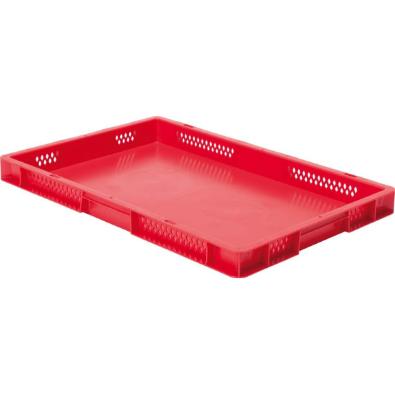 Transport-Stapelkasten B600xT400xH50 mm rot, geschlossen ohne Griffloch-Beschreibung lesen