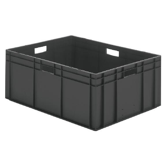 Transport-Stapelkasten B600xT400xH210 mm grau, geschlossen mit Griffloch-Beschreibung lesen