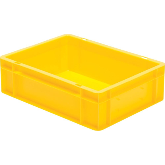 Transport-Stapelkasten B400xT300xH120 mm gelb, geschlossen ohne Griffloch-Beschreibung lesen