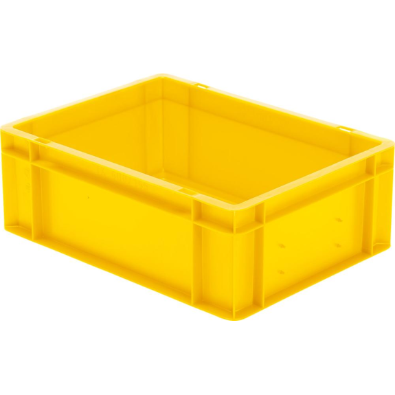 Transport-Stapelkasten B400xT300xH145 mm gelb, geschlossen ohne Griffloch-Beschreibung lesen