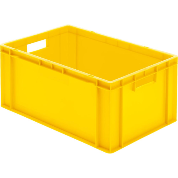 Transport-Stapelkasten B600xT400xH270 mm gelb, geschlossen mit Griffloch-Beschreibung lesen