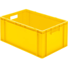 Transport-Stapelkasten B600xT400xH270 mm gelb, geschlossen mit Griffloch