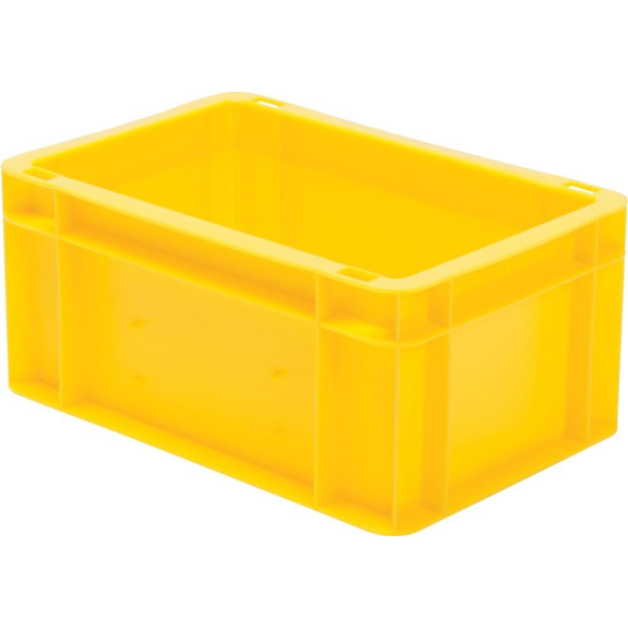 Transport-Stapelkasten B300xT200xH145 mm gelb, geschlossen ohne Griffloch-Beschreibung lesen