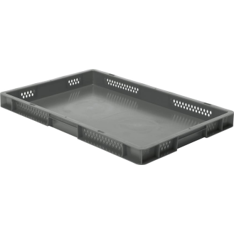 Transport-Stapelkasten B600xT400xH50 mm grau, geschlossen ohne Griffloch-Beschreibung lesen