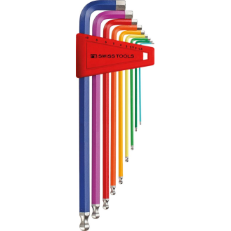 Winkelschraubendreher- Satz im Kunststoffhalter 9-teilig 1,5-10mm RainbowKugelkopf PB Swiss Tools-Beschreibung lesen