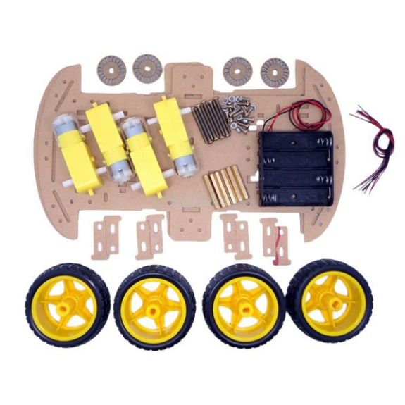Base Robot 4 ruote+motoriduttori+portabatterie-Leggi tutto