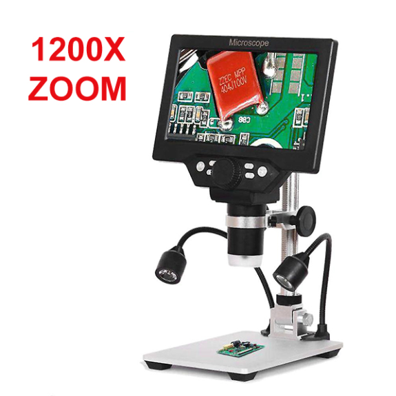 Microscopio digitale 1-1200X con monitor LCD a colori da 7"-Leggi tutto