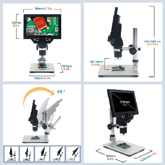 Microscopio digitale 1-1200X con monitor LCD a colori da 7"-Leggi tutto