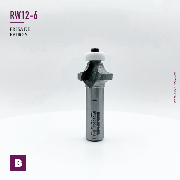 Fresa para madera de radio para cantos de encimera de solid surface con vástago S12 para fresadora de mano - RW06002C-Leer más