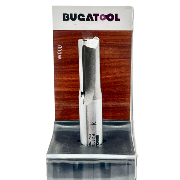 Fresa para madera recta con punta de carburo con vástago S12, D12 y 2 cuchillas para fresadora de mano - P241202/K-Leer más