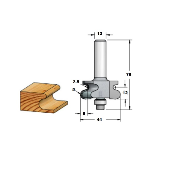 Fresa para madera de tiradores Finger grip con rodamiento y vástago S12 y 2 cuchillas para fresadora de mano-Leer más