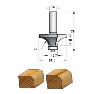 Fresa para madera de radio para cantos de madera con vástago S12 para fresadora de mano - RW22002-Leer más