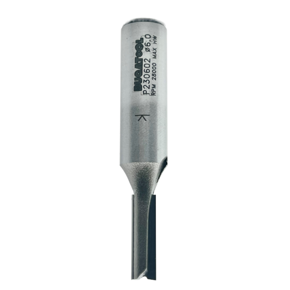 Fresa para madera recta con punta de carburo con vástago S12, D6 y 2 cuchillas para fresadora de mano - P230602 /K-Leer más