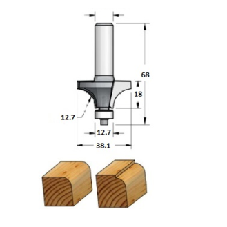 Fresa para madera de radio para cantos de encimera de solid surface con vástago S12 para fresadora de mano - RW1202C-Leer más