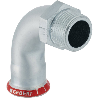 Courbe mixte 90°   pressfitting galva  Ø 6/4" M x 42-Lire la description