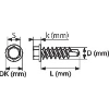 Vis autoperceuse tête hexagonale  - L (mm): 25 | Vendu par: 250 | S (mm): 8 | DK (mm): 11 | D (mm): 5.5 | k (mm): 5.4