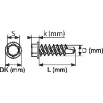 Vis autoperceuse tête hexagonale  - L (mm): 25 | Vendu par: 250 | S (mm): 8 | DK (mm): 11 | D (mm): 5.5 | k (mm): 5.4-Lire la description