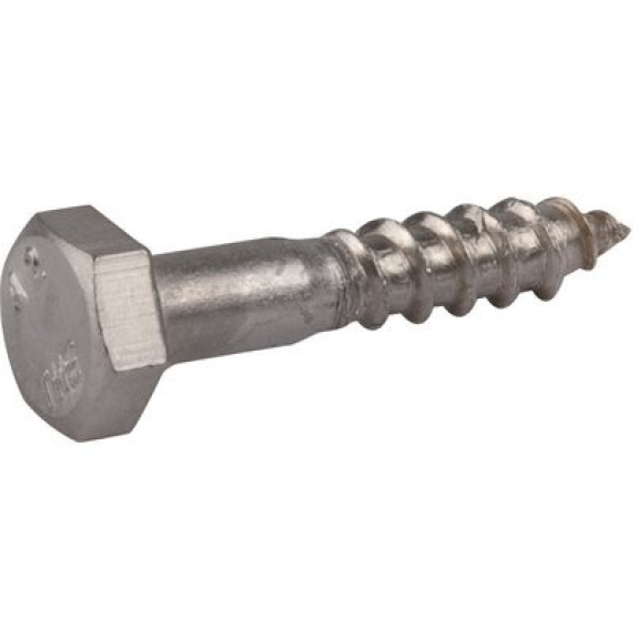 Tirefond à tête hexagonale inox A2  - Vendu par: 25 | L (mm): 70 | S (mm): 13 | D (mm): 8 | k (mm): 5.5-Lire la description