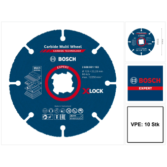 Bosch EXPERT X-LOCK Carbure MultiWheel10erDisplay 10x125x22.23mm (2 608 901 195)-Lire la description