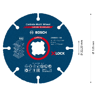 Bosch EXPERT X-LOCK Carbure MultiWheel10erDisplay 10x125x22.23mm (2 608 901 195)-Lire la description