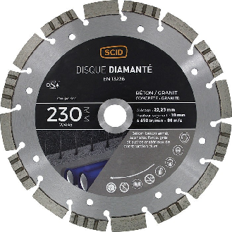 Disque béton granit ventilé  - alésa (mm): 22.23 | Diamètre (mm): 230-Lire la description