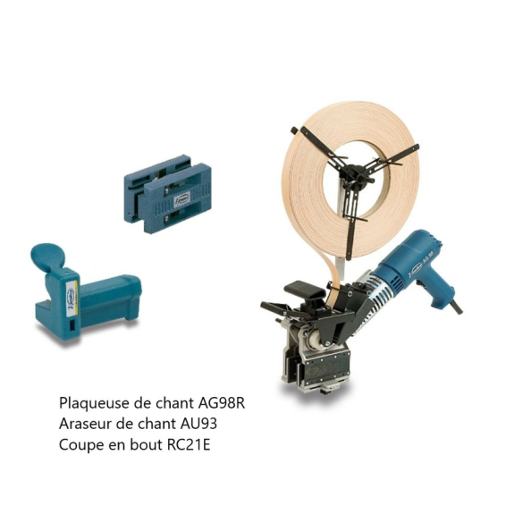 Plaqueuse de chants manuelle AG98R + araseur et coupe en bout Plaqueuse de chants manuelle AG98R + araseur et coupe en bout-Lire la description