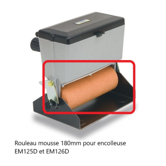 Rouleau mousse 180mm colle blanche pour encolleuse EM126D et EM125D-Lire la description