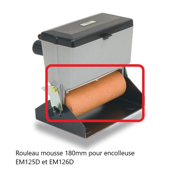 Rouleau mousse 180mm colle blanche pour encolleuse EM126D et EM125D-Beschreibung lesen