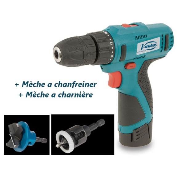 Perceuse visseuse à batterie ATB40 + mèche pour charnière + mèche a chanfreiner-Lire la description