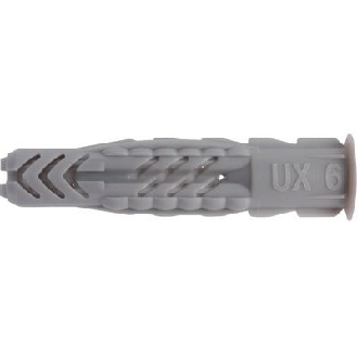 Cheville nylon UX avec collerette  - Long. cheville: 30 mm | Prof. perça: 40 mm | Vendu par: 100 | Ø Perça: 5 mm | Øvis: 3 à 4 mm-Lire la description