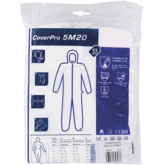 Combinaison de protection Coverpro 5M20 Coverguard-Workwear - Taille: XL-Lire la description