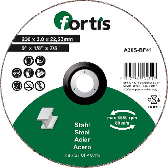 Trennscheibe Stahl 230 x 3,0mm gerade FORTIS-Beschreibung lesen