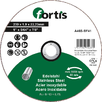 Trennscheibe Edelstahl 230 x 1,9mm gerade FORTIS-Beschreibung lesen