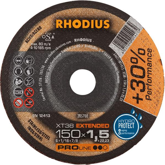 Trennscheibe XT38 150 x 1,5mm ger. Rhodius Trennscheibe XT38 150 x 1,5mm ger. Rhodius-Beschreibung lesen
