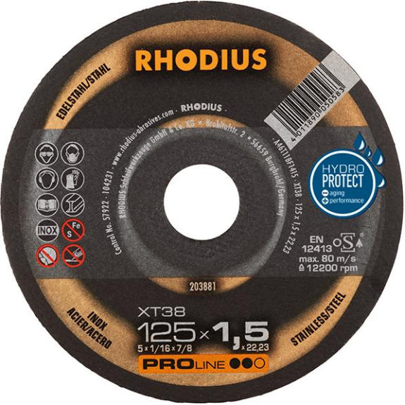 Trennscheibe XT38 125 x 1,5mm ger. Rhodius Trennscheibe XT38 125 x 1,5mm ger. Rhodius-Beschreibung lesen