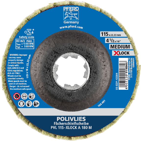 Polivliesscheibe X-LOCK PVL A 115mm 180 mittel Pferd Polivliesscheibe X-LOCK PVL A 115mm 180 mittel Pferd-Beschreibung lesen