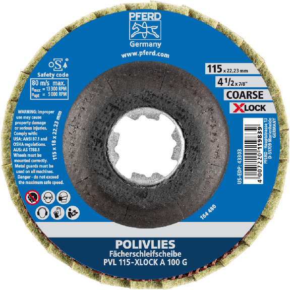Polivliesscheibe X-LOCK PVL A 115mm 100 grob Pferd-Beschreibung lesen