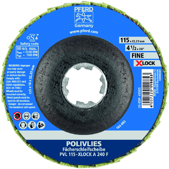 Polivliesscheibe X-LOCK PVL A 115mm 240 fein Pferd-Beschreibung lesen